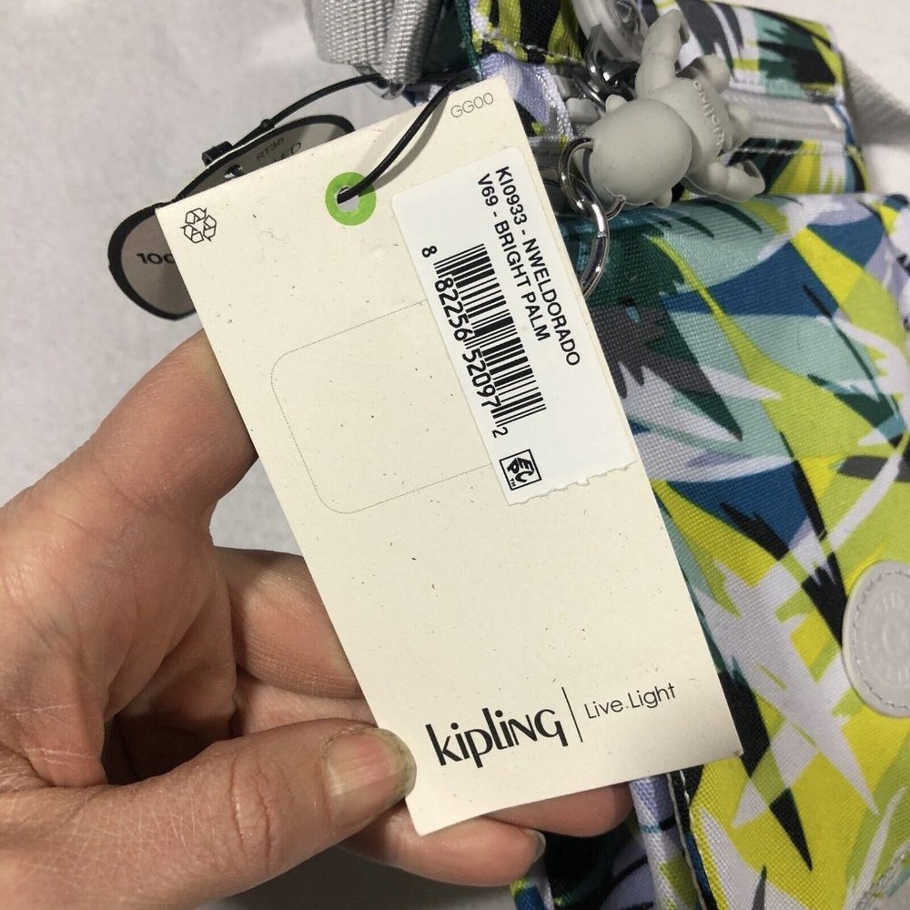 NEW Kipling Womens Bright Palm Print Crossbody Bag Travel NWT - Picture 9 of 9